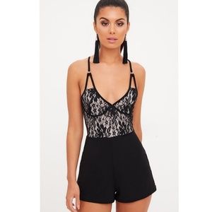 NWT Black Lace Harness Playsuit